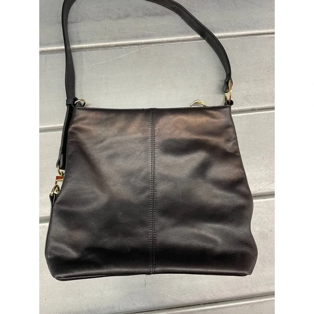 Etienne Aigner Black Leather‎ Shoulder Bag Womens Handbag Purse